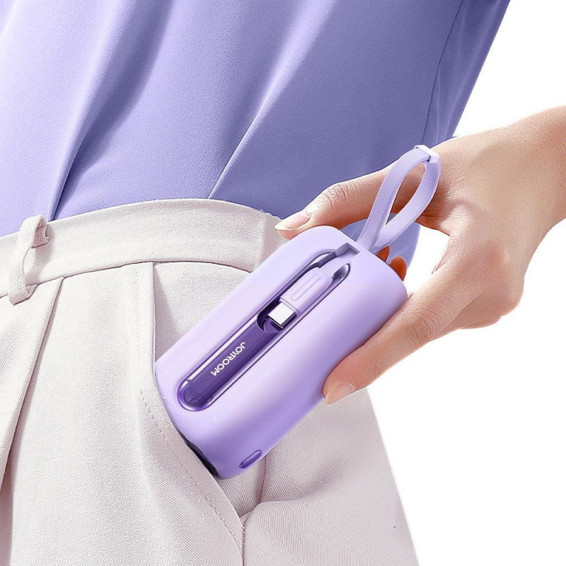 „Powerbank Colorful Series“ 10 000 mAh 22,5 W USB-C ir „iPhone Lightning“ laidai violetiniai