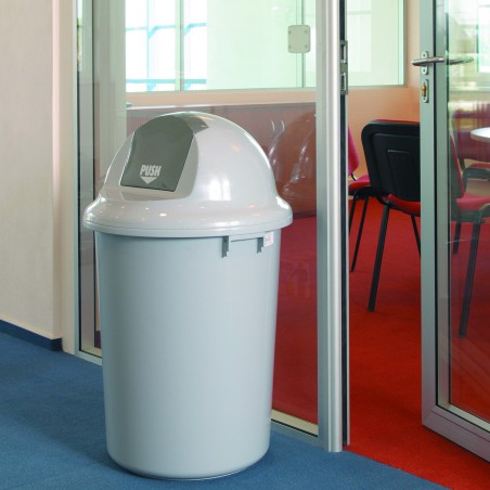 Šiukšlių dėžė su atlenkiamu atvartu PUSH pilka 47L