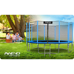 Sodo batutas 15 pėdų / 465 cm su išoriniu tinkleliu ir kopėčiomis Neo-Sport