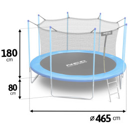 Sodo batutas 15 pėdų / 465 cm su vidiniu tinklu ir kopėčiomis Neo-Sport