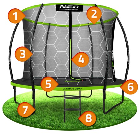 Sodo batutas profiliuotas 10 pėdų / 312 cm su Neo-Sport vidiniu tinkleliu Sodo batutas profiliuotas 10 pėdų / 312 cm su Neo-Sport vidiniu tinkleliu