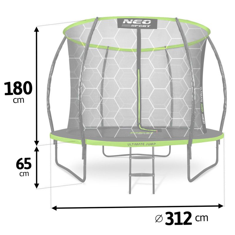 Sodo batutas profiliuotas 10 pėdų / 312 cm su Neo-Sport vidiniu tinkleliu