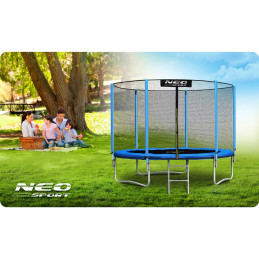 Sodo batutas 8 pėdų / 252 cm su išoriniu tinklu ir Neo-Sport kopėčiomis