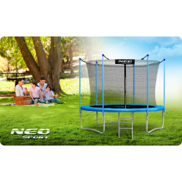 Sodo batutas 8 pėdų / 252 cm su vidiniu tinklu ir Neo-Sport kopėčiomis