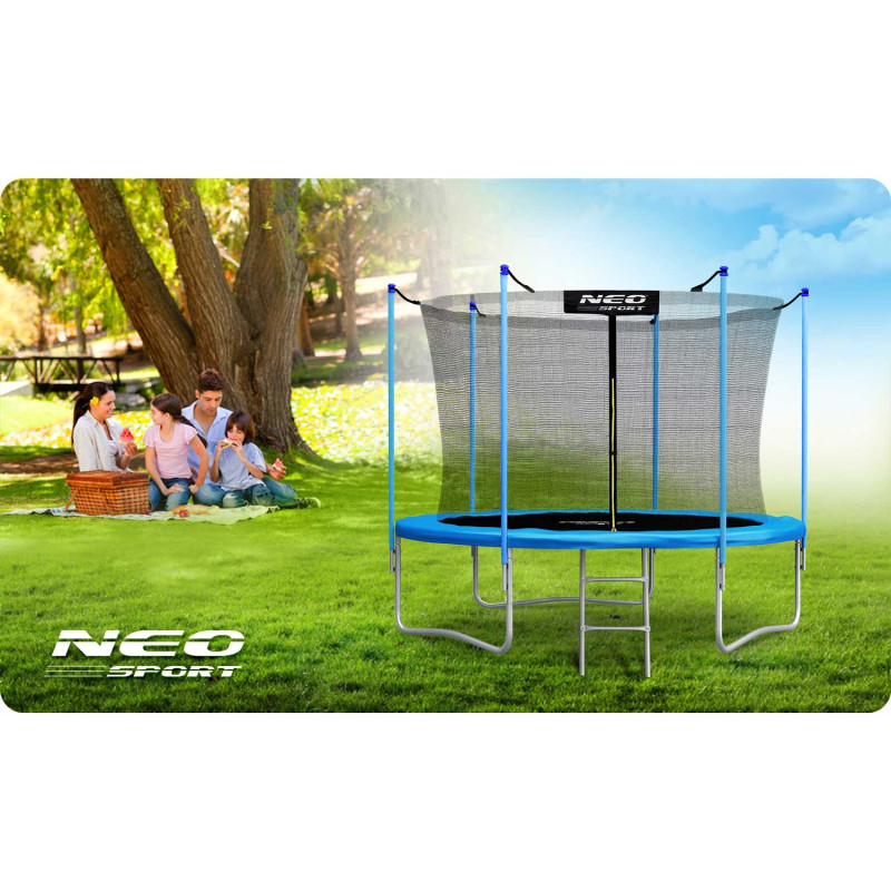 Sodo batutas 8 pėdų / 252 cm su vidiniu tinklu ir Neo-Sport kopėčiomis