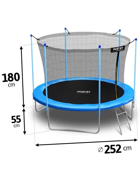 Sodo batutas 8 pėdų / 252 cm su vidiniu tinklu ir Neo-Sport kopėčiomis Sodo batutas 8 pėdų / 252 cm su vidiniu tinklu ir Neo-Sport kopėčiomis