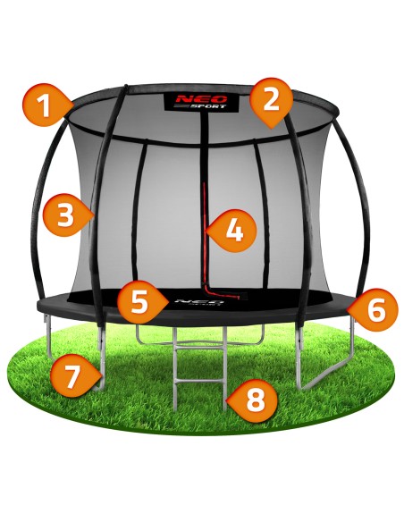 Sodo batutas profiliuotas 8 pėdų / 252 cm su Neo-Sport vidiniu tinkleliu Sodo batutas profiliuotas 8 pėdų / 252 cm su Neo-Sport vidiniu tinkleliu