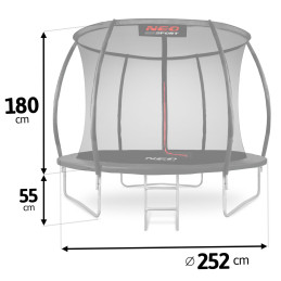Sodo batutas profiliuotas 8 pėdų / 252 cm su Neo-Sport vidiniu tinkleliu
