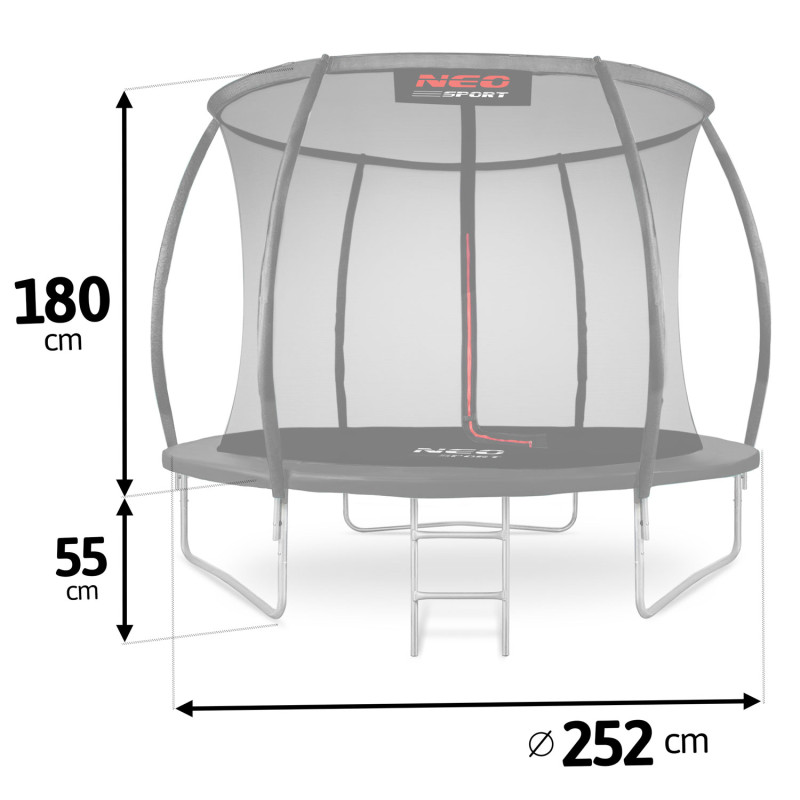 Sodo batutas profiliuotas 8 pėdų / 252 cm su Neo-Sport vidiniu tinkleliu
