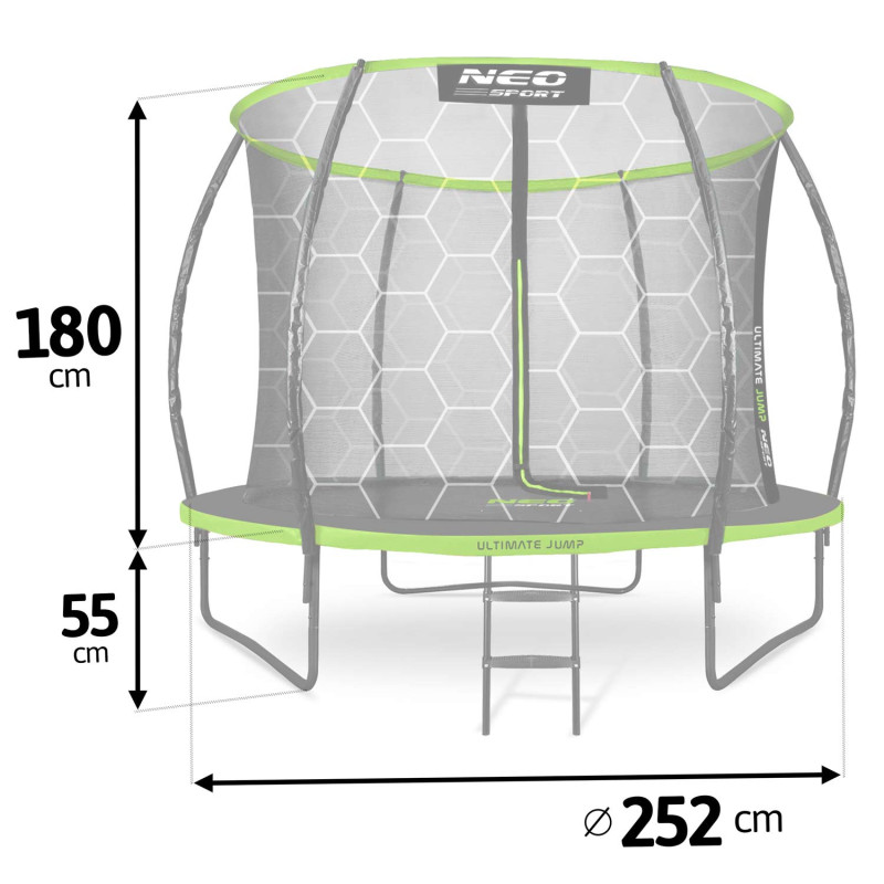 Sodo batutas profiliuotas 8 pėdų / 252 cm su Neo-Sport vidiniu tinkleliu