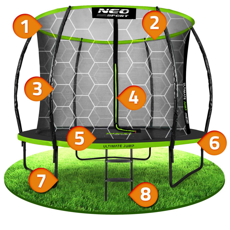 Sodo batutas profiliuotas 8 pėdų / 252 cm su Neo-Sport vidiniu tinkleliu