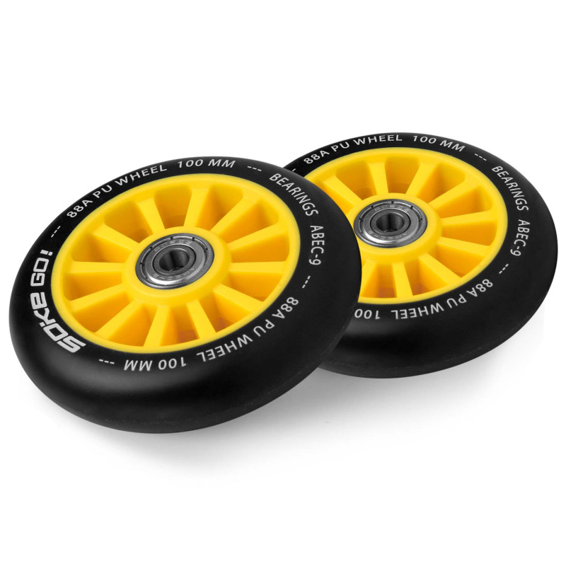 Motorolerio ratai 100 mm geltoni 2 vnt.