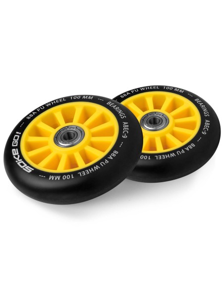 Motorolerio ratai 100 mm geltoni 2 vnt. Motorolerio ratai 100 mm geltoni 2 vnt.