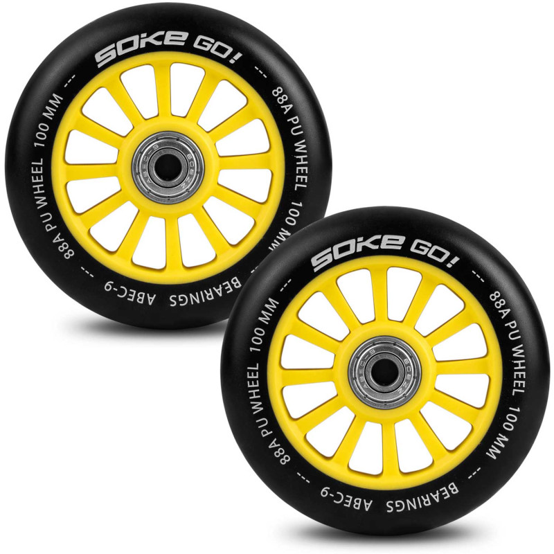 Motorolerio ratai 100 mm geltoni 2 vnt.