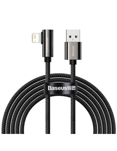 Legendinis kampuotas nailoninis kabelis USB laidas Iphone Lightning žaidėjams 2.4A 2m juodas Legendinis kampuotas nailoninis kabelis USB laidas Iphone Lightning žaidėjams 2.4A 2m juodas