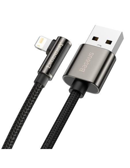 Legendinis kampuotas nailoninis kabelis USB laidas Iphone Lightning žaidėjams 2.4A 2m juodas Legendinis kampuotas nailoninis kabelis USB laidas Iphone Lightning žaidėjams 2.4A 2m juodas