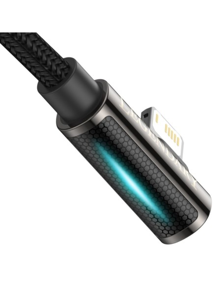 Legendinis kampuotas nailoninis kabelis USB laidas Iphone Lightning žaidėjams 2.4A 2m juodas Legendinis kampuotas nailoninis kabelis USB laidas Iphone Lightning žaidėjams 2.4A 2m juodas