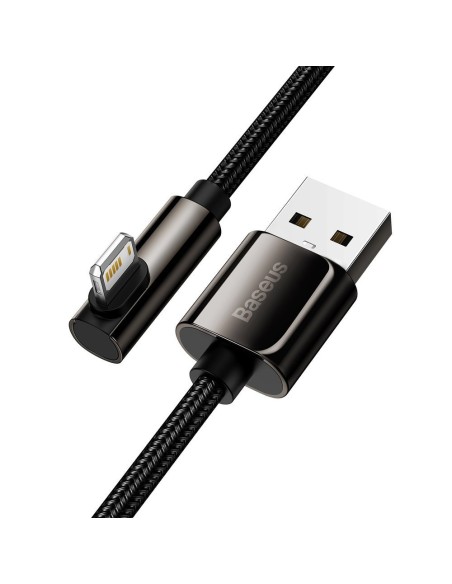 Legendinis kampuotas nailoninis kabelis USB laidas Iphone Lightning žaidėjams 2.4A 2m juodas Legendinis kampuotas nailoninis kabelis USB laidas Iphone Lightning žaidėjams 2.4A 2m juodas
