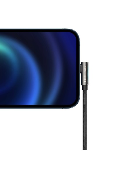 Legendinis kampuotas nailoninis kabelis USB laidas Iphone Lightning žaidėjams 2.4A 2m juodas Legendinis kampuotas nailoninis kabelis USB laidas Iphone Lightning žaidėjams 2.4A 2m juodas