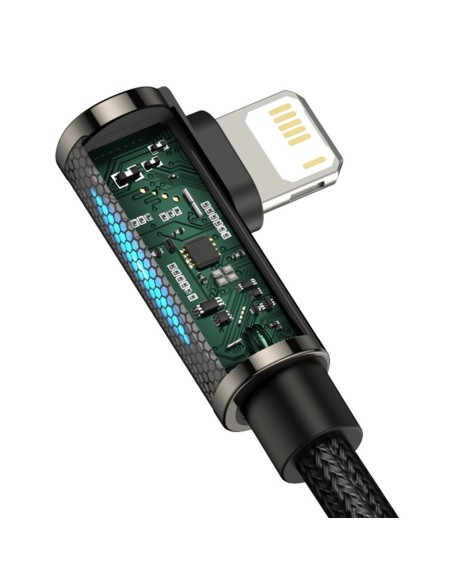 Legendinis kampuotas nailoninis kabelis USB laidas Iphone Lightning žaidėjams 2.4A 2m juodas Legendinis kampuotas nailoninis kabelis USB laidas Iphone Lightning žaidėjams 2.4A 2m juodas