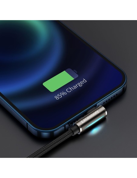 Legendinis kampuotas nailoninis kabelis USB laidas Iphone Lightning žaidėjams 2.4A 2m juodas Legendinis kampuotas nailoninis kabelis USB laidas Iphone Lightning žaidėjams 2.4A 2m juodas