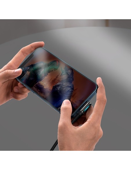 Legendinis kampuotas nailoninis kabelis USB laidas Iphone Lightning žaidėjams 2.4A 2m juodas Legendinis kampuotas nailoninis kabelis USB laidas Iphone Lightning žaidėjams 2.4A 2m juodas