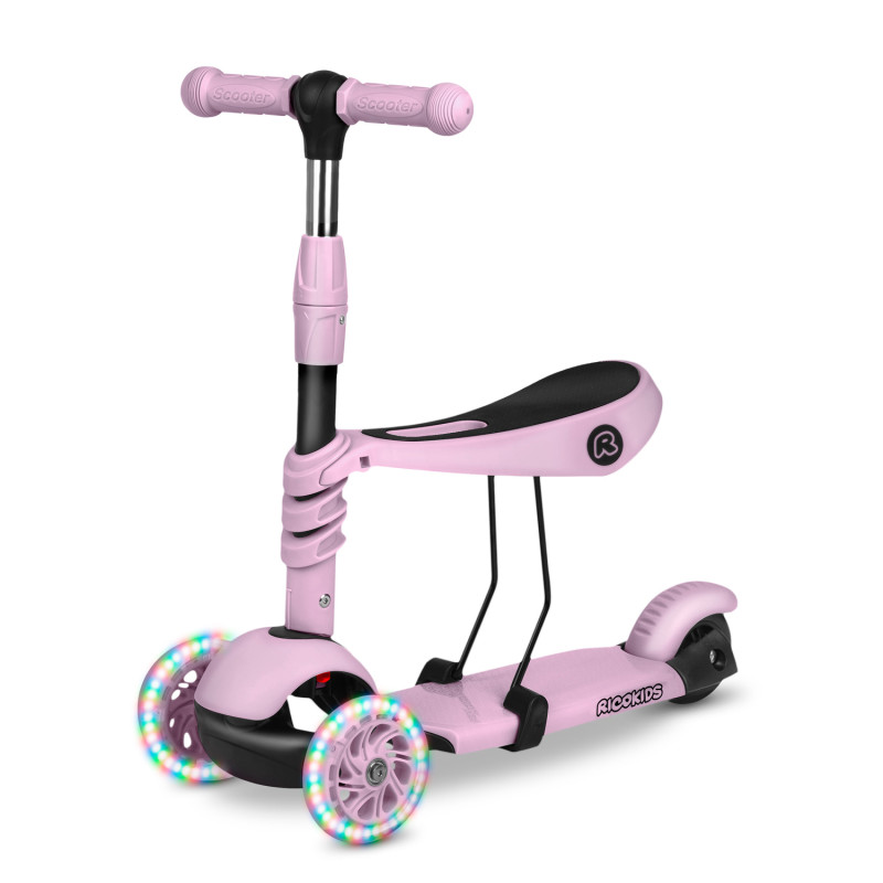 Triratis paspirtukas Ricokids Cubi - rožinis