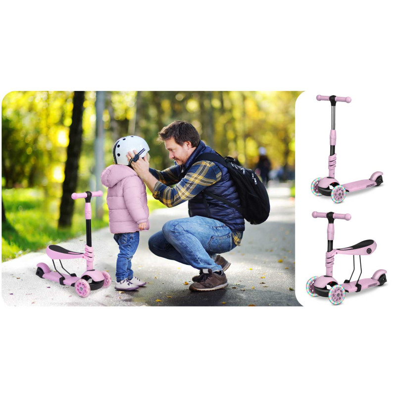 Triratis paspirtukas Ricokids Cubi - rožinis
