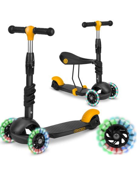 Ricokids Cubi triratis paspirtukas - juodos ir oranžinės spalvos Ricokids Cubi triratis paspirtukas - juodos ir oranžinės spalvos