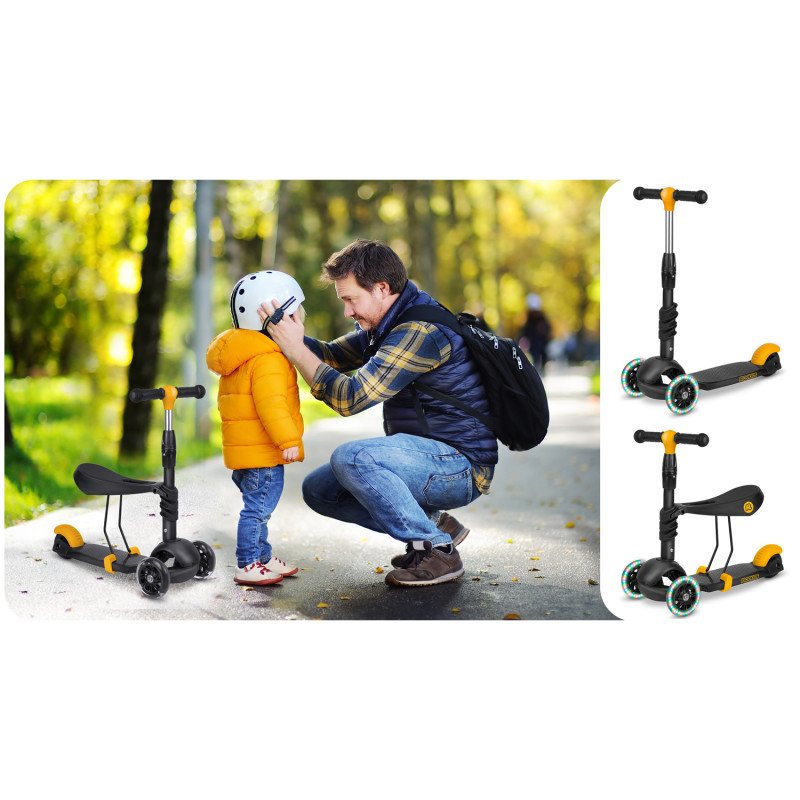 Ricokids Cubi triratis paspirtukas - juodos ir oranžinės spalvos