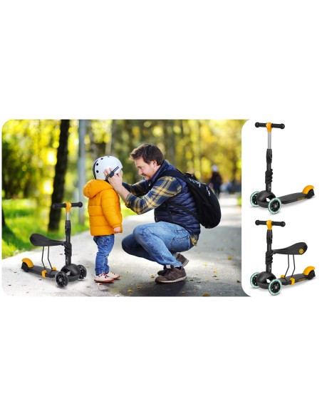Ricokids Cubi triratis paspirtukas - juodos ir oranžinės spalvos Ricokids Cubi triratis paspirtukas - juodos ir oranžinės spalvos