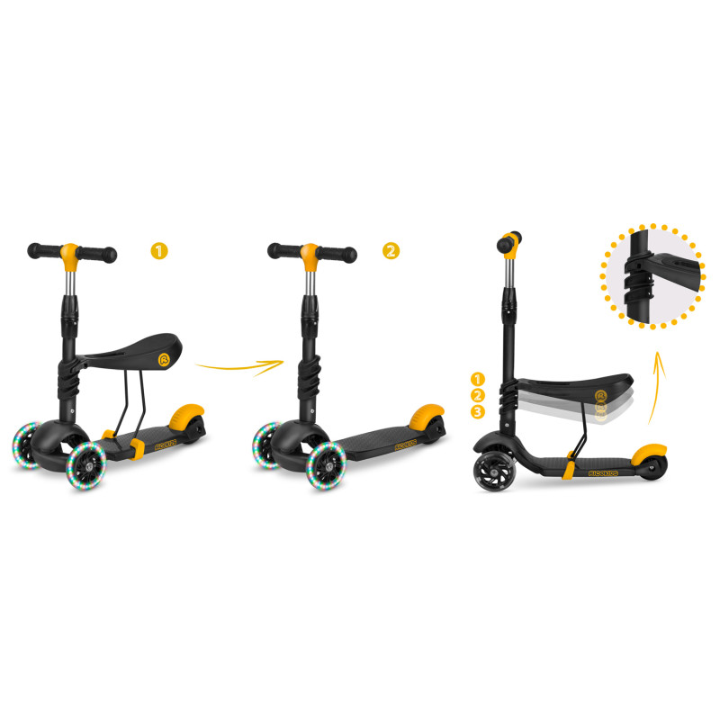 Ricokids Cubi triratis paspirtukas - juodos ir oranžinės spalvos