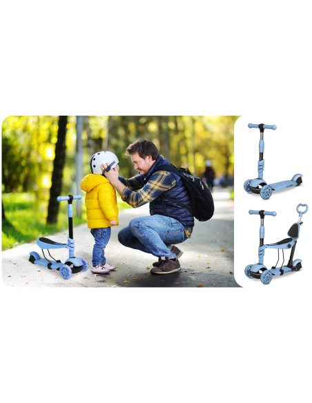 Triratis paspirtukas Ricokids Todi – mėlynos ir pilkos spalvos Triratis paspirtukas Ricokids Todi – mėlynos ir pilkos spalvos