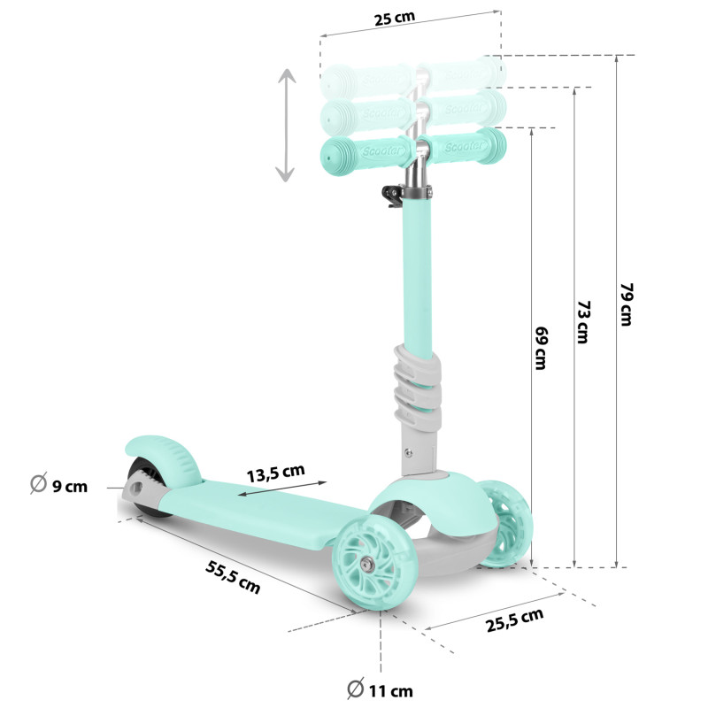 Triratis paspirtukas Ricokids Buggy - mėtinis