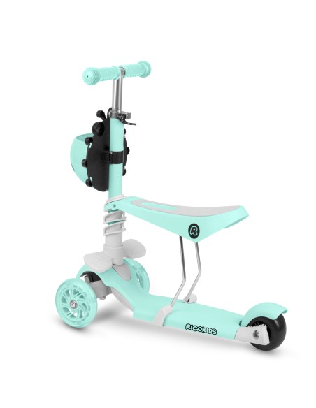 Triratis paspirtukas Ricokids Buggy - mėtinis Triratis paspirtukas Ricokids Buggy - mėtinis