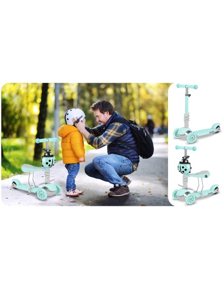 Triratis paspirtukas Ricokids Buggy - mėtinis Triratis paspirtukas Ricokids Buggy - mėtinis