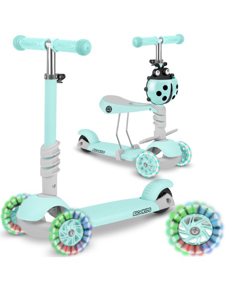 Triratis paspirtukas Ricokids Buggy - mėtinis Triratis paspirtukas Ricokids Buggy - mėtinis