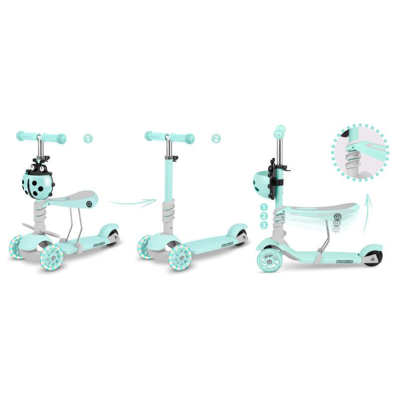 Triratis paspirtukas Ricokids Buggy - mėtinis