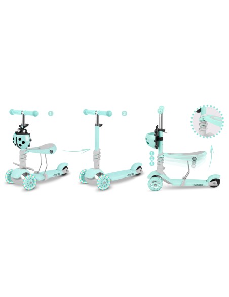 Triratis paspirtukas Ricokids Buggy - mėtinis Triratis paspirtukas Ricokids Buggy - mėtinis