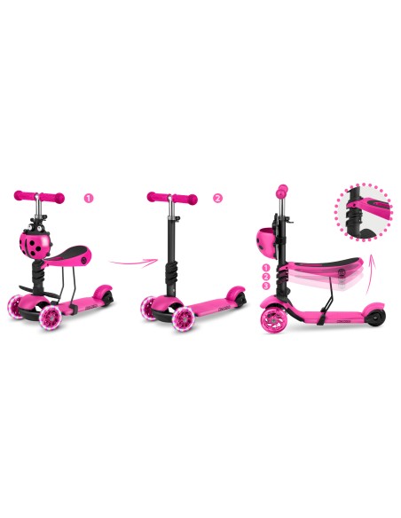Ricokids Buggy triratis paspirtukas - rožinis Ricokids Buggy triratis paspirtukas - rožinis