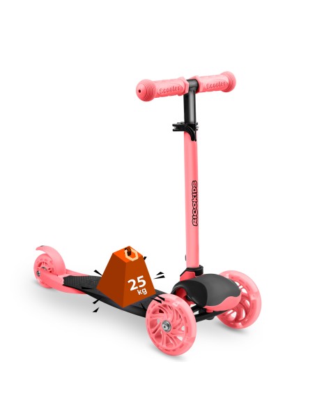 Triratis paspirtukas Ricokids Loco - rožinis Triratis paspirtukas Ricokids Loco - rožinis