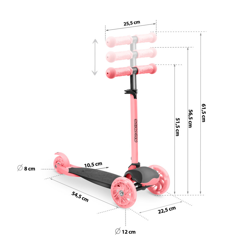 Triratis paspirtukas Ricokids Loco - rožinis