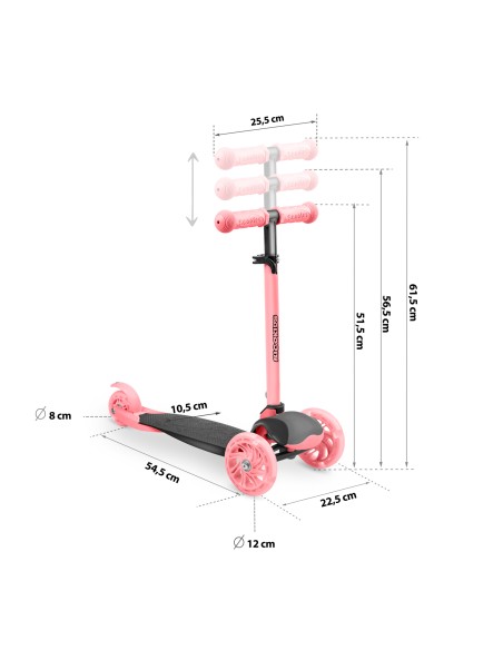 Triratis paspirtukas Ricokids Loco - rožinis Triratis paspirtukas Ricokids Loco - rožinis