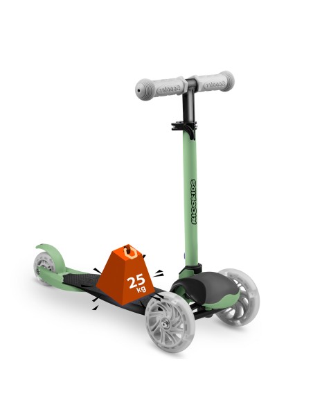 Triratis paspirtukas Ricokids Loco - žalias Triratis paspirtukas Ricokids Loco - žalias