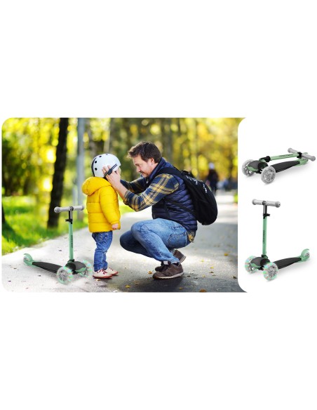 Triratis paspirtukas Ricokids Loco - žalias Triratis paspirtukas Ricokids Loco - žalias