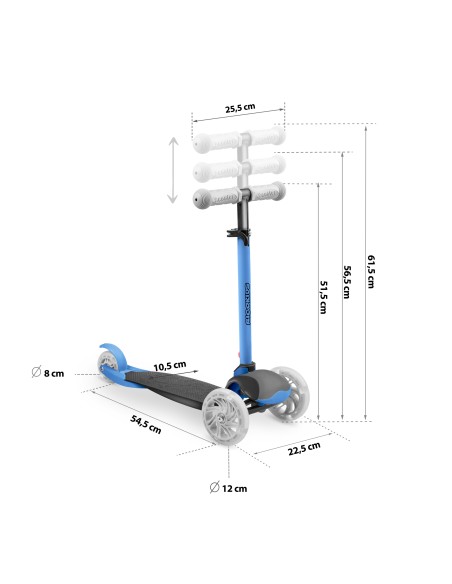 Triratis paspirtukas Ricokids Loco - mėlynas Triratis paspirtukas Ricokids Loco - mėlynas