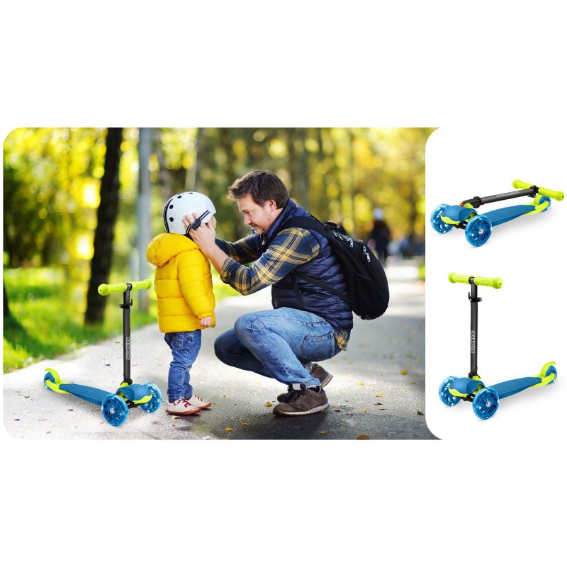 Triratis paspirtukas Ricokids Loco – mėlynos ir žalios spalvos