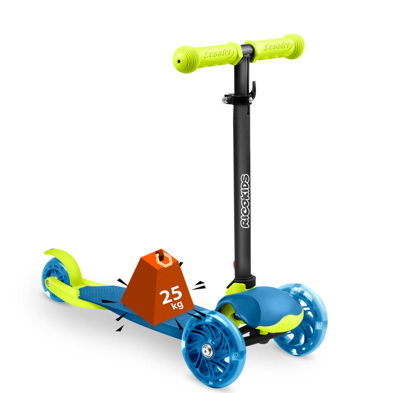 Triratis paspirtukas Ricokids Loco – mėlynos ir žalios spalvos