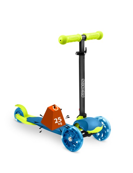 Triratis paspirtukas Ricokids Loco – mėlynos ir žalios spalvos Triratis paspirtukas Ricokids Loco – mėlynos ir žalios spalvos