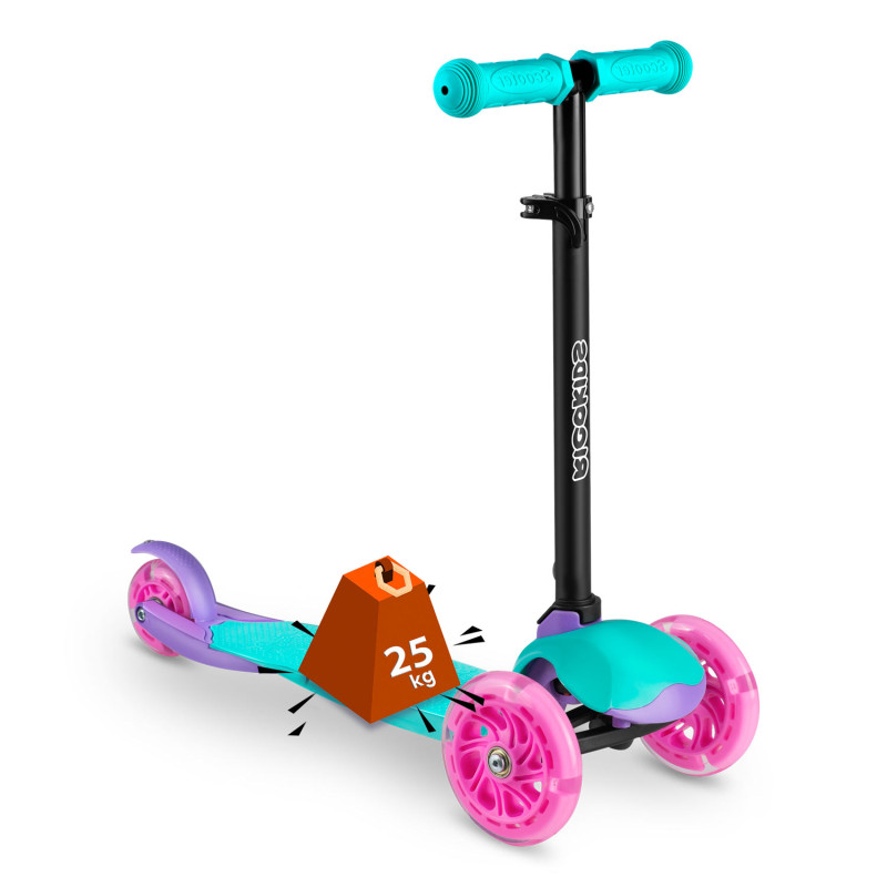 Triratis paspirtukas Ricokids Loco - turkio rožinė